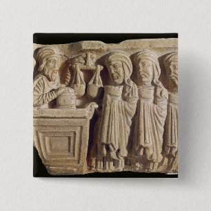 Badge Carré 5 Cm Police dépeignant un vendeur d'onguent