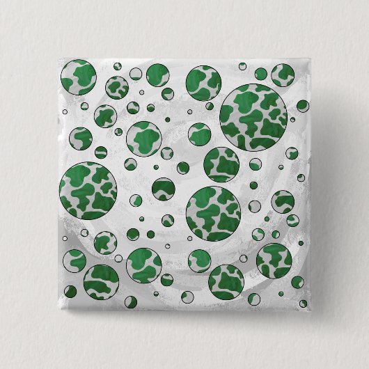 Badge Carré 5 Cm Polis Dot Vache vert et blanc Impression (Devant)