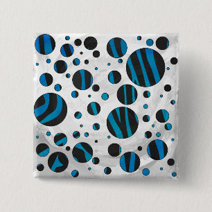Badge Carré 5 Cm Polka Dot Zebra Motif noir et bleu