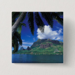 Badge Carré 5 Cm Polynésie française, Moorea. Baie de Cooks. Vert