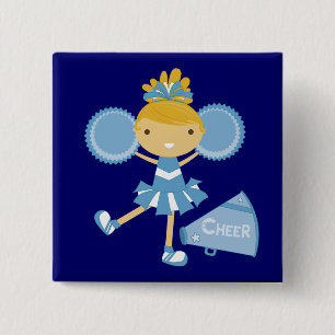 Badge Carré 5 Cm Pom-pom girl dans le bleu