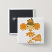 Badge Carré 5 Cm Pom-pom girl dans l'orange (Devant & derrière)