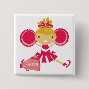 Badge Carré 5 Cm Pom-pom girl en rouge