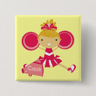 Badge Carré 5 Cm Pom-pom girl en rouge