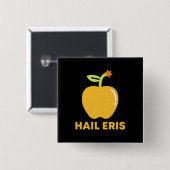 Badge Carré 5 Cm Pomme de Discord Hail Eris Button (Devant & derrière)