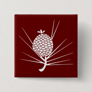 Badge Carré 5 Cm Pomme de pin avec aiguilles