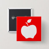 Badge Carré 5 Cm Pomme rouge et blanche (Devant & derrière)
