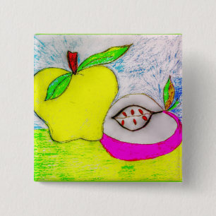 Badge Carré 5 Cm Pommes d'art pop