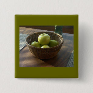 Badge Carré 5 Cm Pommes vertes