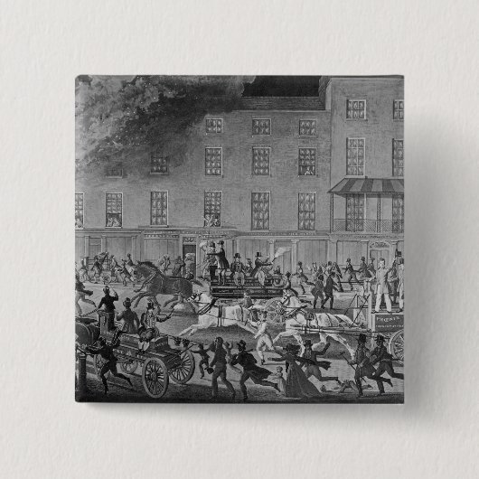 Badge Carré 5 Cm Pompes à incendie de Londres (Devant)