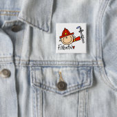Badge Carré 5 Cm Pompier (En situation)