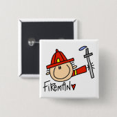 Badge Carré 5 Cm Pompier (Devant & derrière)