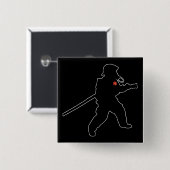 Badge Carré 5 Cm Pompier Hero incendie Secourt Silhouette (Devant & derrière)