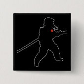 Badge Carré 5 Cm Pompier Hero incendie Secourt Silhouette (Devant)