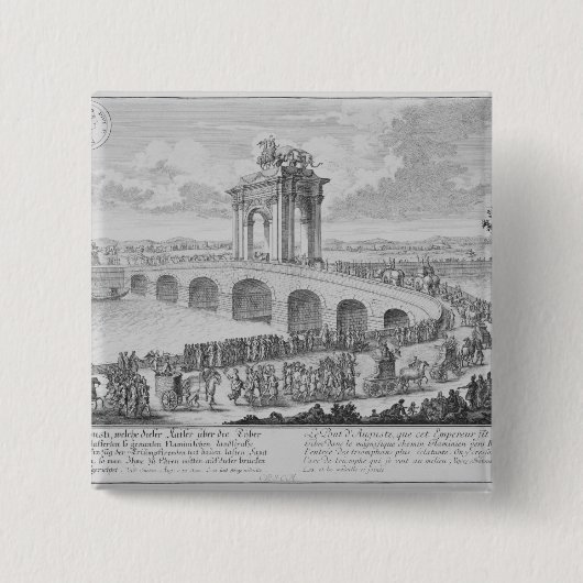 Badge Carré 5 Cm Pont d'Augustus dessus par l'intermédiaire de (Devant)