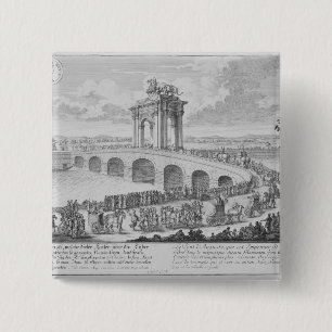 Badge Carré 5 Cm Pont d'Augustus dessus par l'intermédiaire de