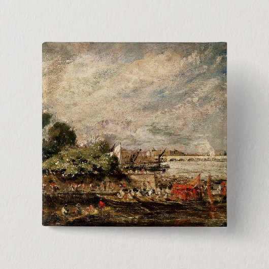 Badge Carré 5 Cm Pont de John Constable | Waterloo de Whiteh (Devant)