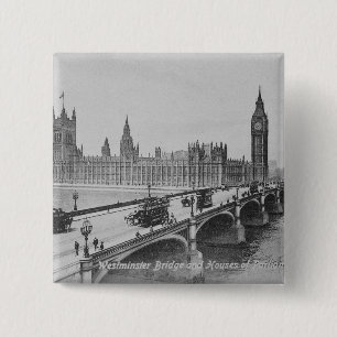 Badge Carré 5 Cm Pont de Westminster et les Chambres de