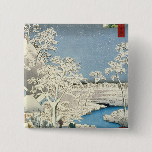 Badge Carré 5 Cm Pont en tambour et colline de coucher de soleil