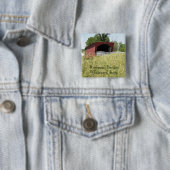 Badge Carré 5 Cm Pont Winterset, Iowa de Roseman (En situation)