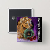 Badge Carré 5 Cm Pony avec la couronne de Noël (Devant & derrière)