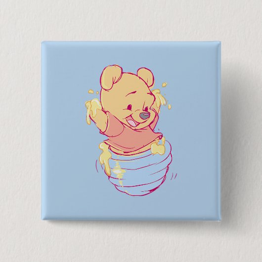 Badge Carré 5 Cm Pooh Button (Devant)