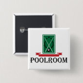 Badge Carré 5 Cm Poolroom Billiards Classic 8 Ball (Devant & derrière)