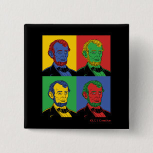 Badge Carré 5 Cm Pop Art Abraham Lincoln