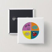 Badge Carré 5 Cm Pop Art des années 80 (Devant & derrière)