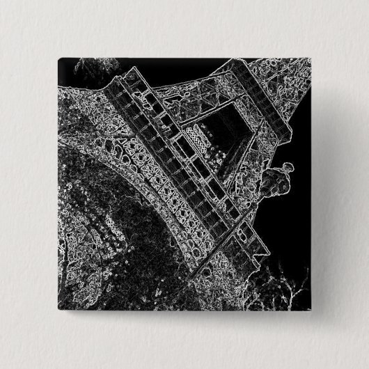 Badge Carré 5 Cm Pop Art Tour Eiffel Paris (Devant)