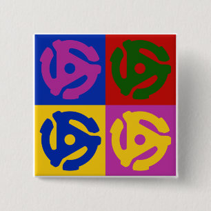 Badge Carré 5 Cm Pop Art Vinyl Record 45 RPM Insert