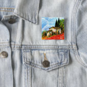 BADGE CARRÉ 5 CM POPIES EN TOSCANE (En situation)