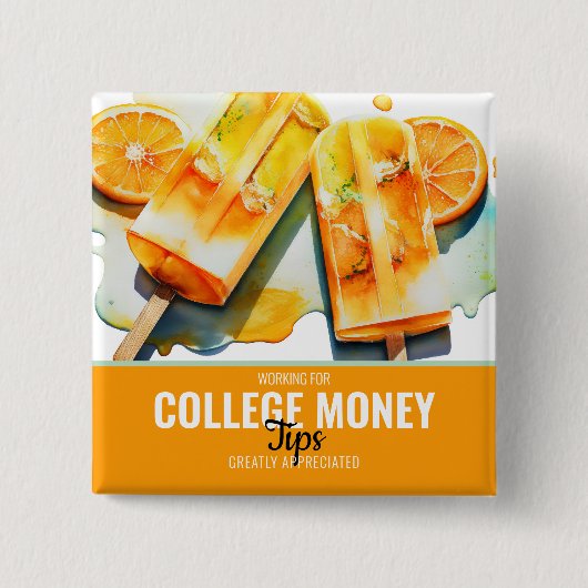 Badge Carré 5 Cm Popsicles Orange, Conseils Appréciés, College Mone (Devant)