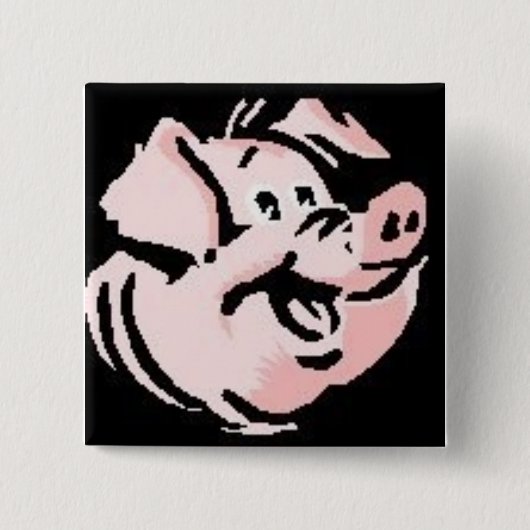 Badge Carré 5 Cm Porc heureux (Devant)