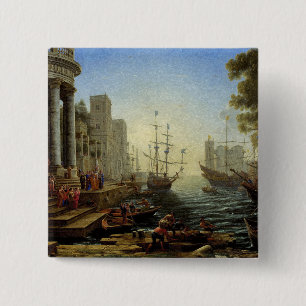 Badge Carré 5 Cm Port de mer avec l'embarquement de sainte Ursule
