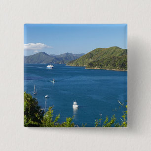 Badge Carré 5 Cm Port de Picton, Marlborough Sounds, Sud