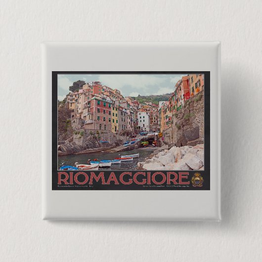 Badge Carré 5 Cm Port de Riomaggiore (noir) (Devant)