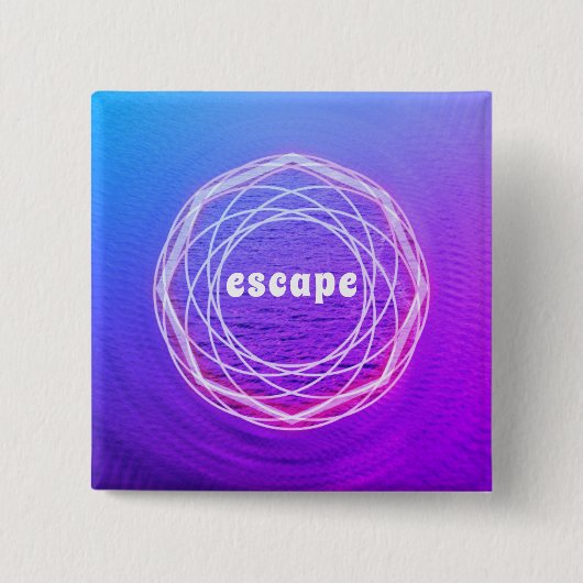 Badge Carré 5 Cm Portail d'évasion en rose, violet et bleu (Devant)