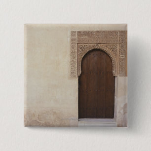 Badge Carré 5 Cm Porte au palais d'Alhambra à Grenade, Espagne