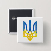 Badge Carré 5 Cm Porte - clé de trident ukrainien polygonal faible (Devant & derrière)