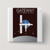 Badge Carré 5 Cm Porte - Station orbitant la lune (Devant)