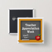 Badge Carré 5 Cm Portez-le fièrement : Appréciation de l'enseignant (Devant & derrière)