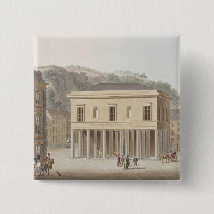 Badge Carré 5 Cm Portique de la fontaine de Pouhon au spa, du 'ch