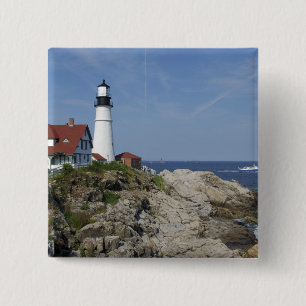 Badge Carré 5 Cm Portland Head Light, Cape Elizabeth, Maine,