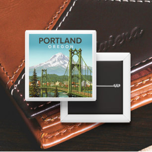 Badge Carré 5 Cm Portland Oregon vintage