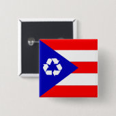 Badge Carré 5 Cm Porto Rico réutilisent le drapeau (Devant & derrière)