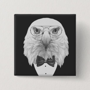 Badge Carré 5 Cm Portrait chic d'Eagle