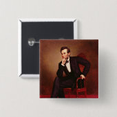 Badge Carré 5 Cm Portrait d'Abraham Lincoln (Devant & derrière)