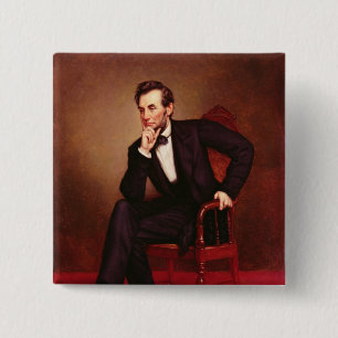 Badge Carré 5 Cm Portrait d'Abraham Lincoln