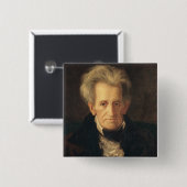 Badge Carré 5 Cm Portrait d'Andrew Jackson (Devant & derrière)